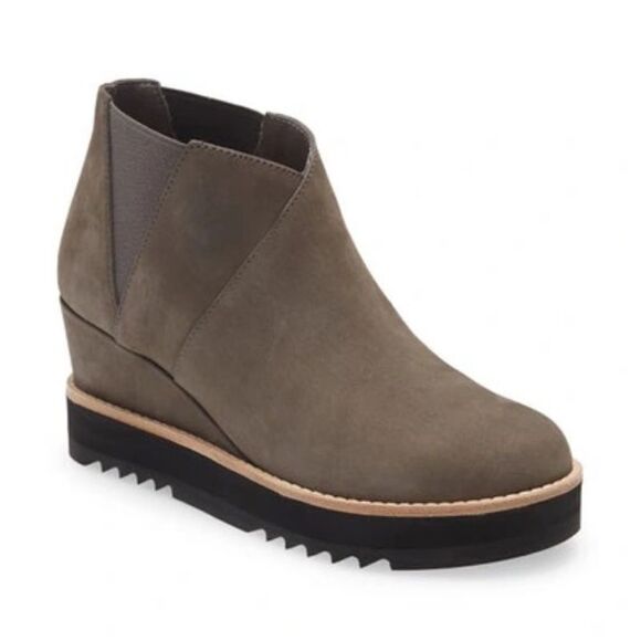 Eileen Fisher Caddy NWOT Graphite Wedge Booties Sz 10 - Picture 1 of 7